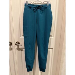 Mandala Teal Jogger Scrub‎ Pants Equa-Tek Technology Women's Size XS Tall